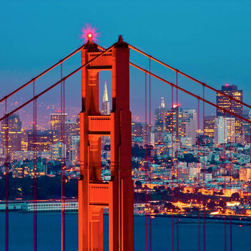 San Francisco skyline at night.