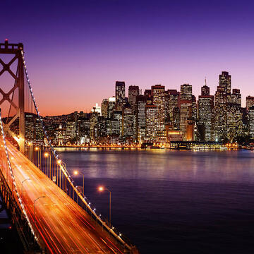 San Francisco skyline at night.