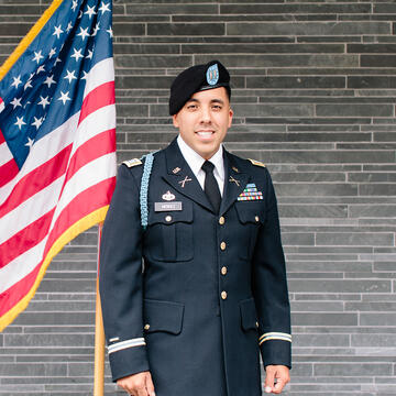 Veteran Mendez with US Flag