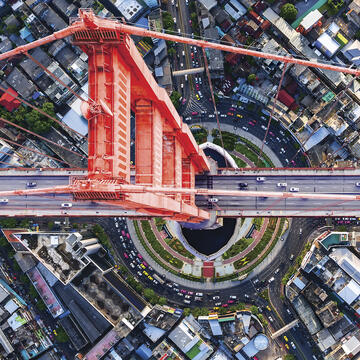 Golden Gate Bridge set in urban area
