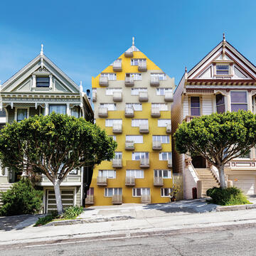 San Francisco's painted ladies altered to show them as apartment buildings