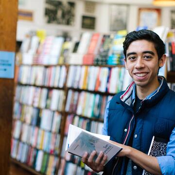 Person in a book store