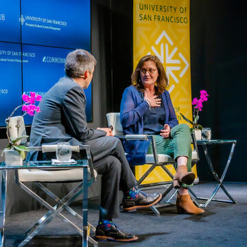 Speakers talking during a conference