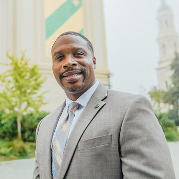 Derick Brown on the USF campus.