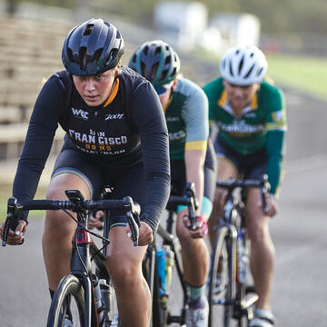 Triathletes on bicycles