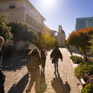 Students and community members walking on campus