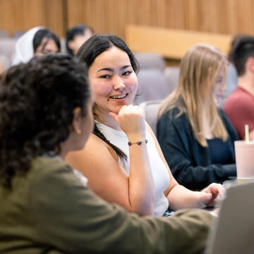 Students sitting in a classroom.