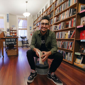 Student in bookstore.