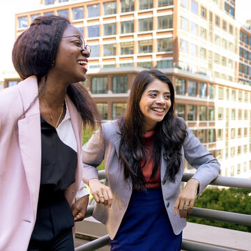 students laughing together outside