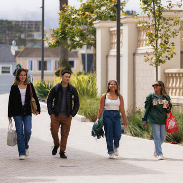 students walking together outside