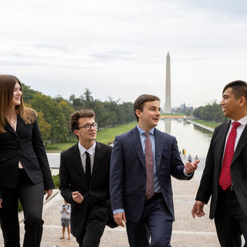 USF students walking together in DC