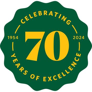 Badge says "Celebrating 70 years of excellence 1954-2024"
