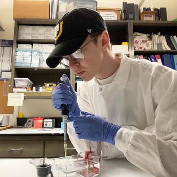 Student working in a lab