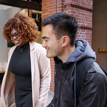 grad students walking together near downtown campus