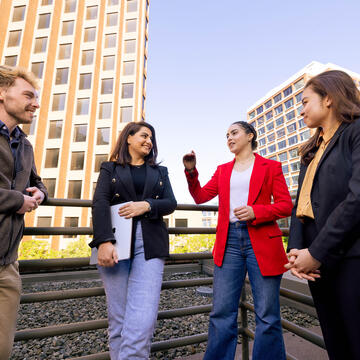 Students in downtown area.
