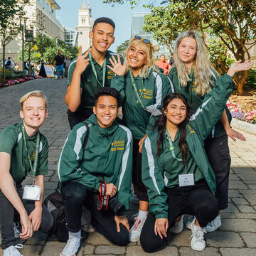Students from the Orientation team pose for a photo