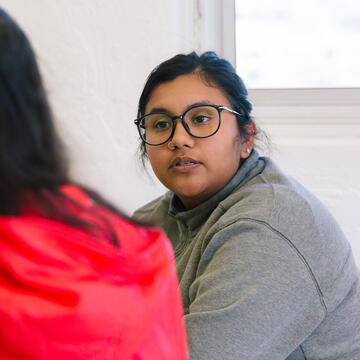 student listens in class