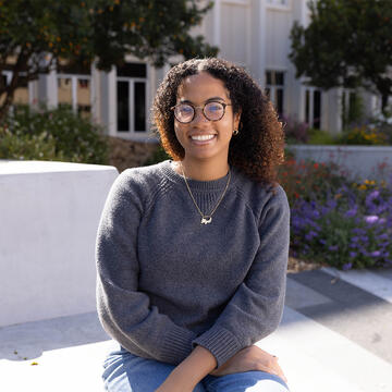 Student posing on campus