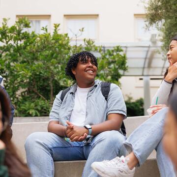 Students sitting outside