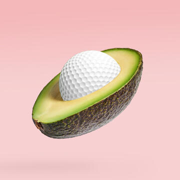 avocado with golf ball center
