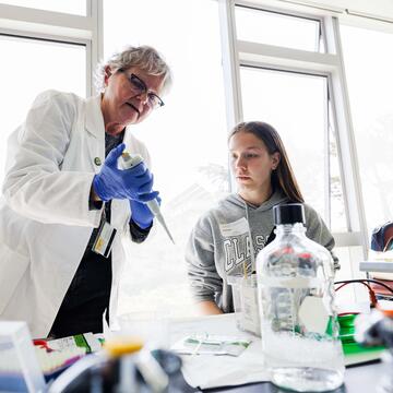 Professor and student in the lab