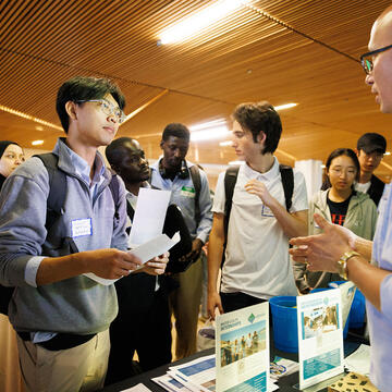 Students at an internship fair