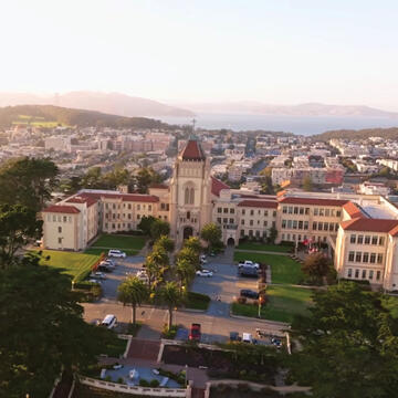 aerial view of hilltop campus
