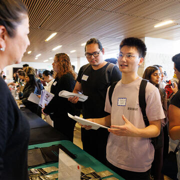 Students at an internship fair