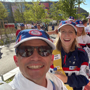Rocky Harris with Katie Ledecky at Olympics Closing Ceremony