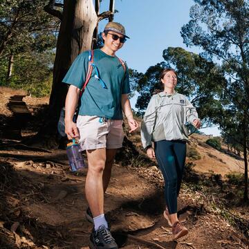 Students take a walk in the woods