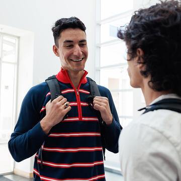 Students chatting in USF law building