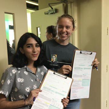 Students registering voters.