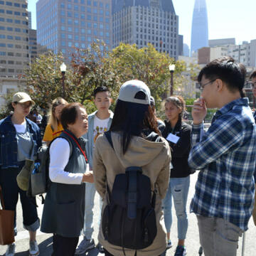 USF students at a Chinatown walking tour