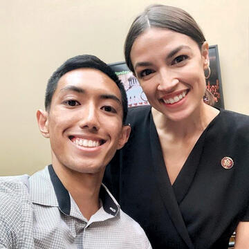 Kyrie Sismaet with Alexandria Ocasio Cortez