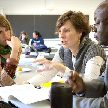 Graduate students during a discussion