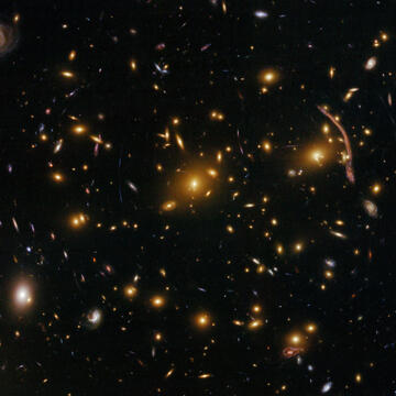 Hubble telescope image of gravitational lensing