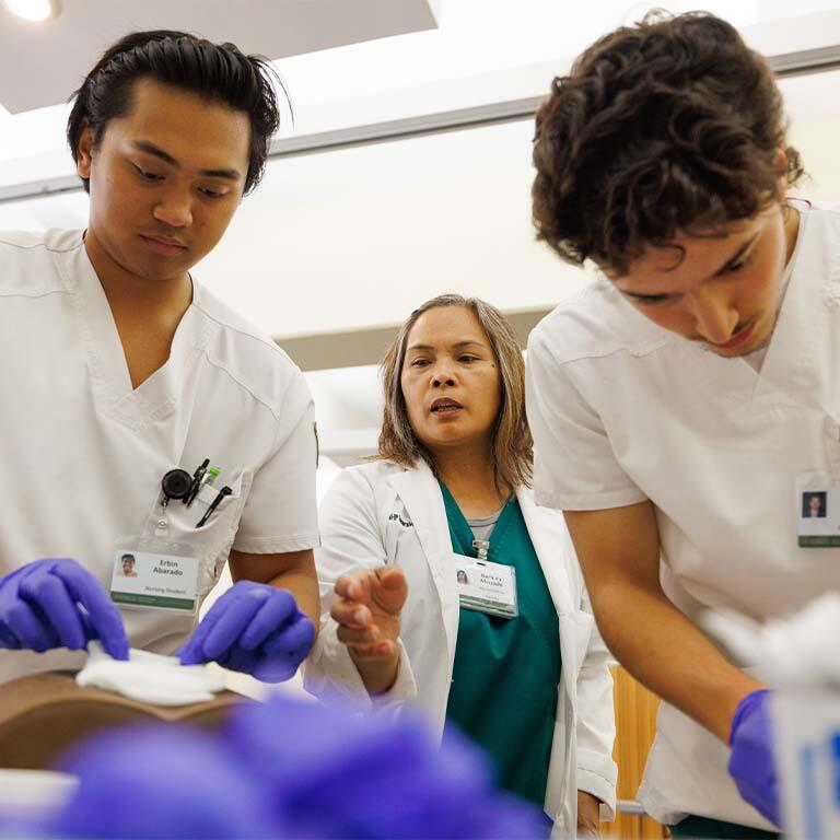 Nursing students in a simulation