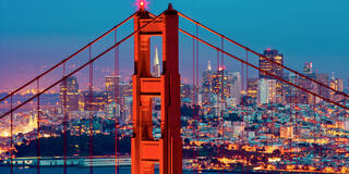 San Francisco skyline at night.