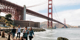 Golden Gate Bridge and USF students