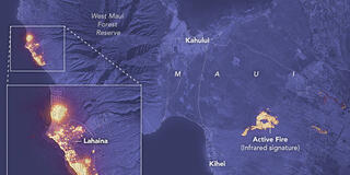 Satellite image of Maui fires