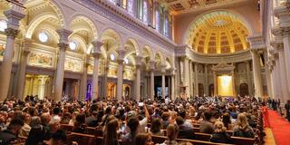 Mass inside of St Ignatius Church.