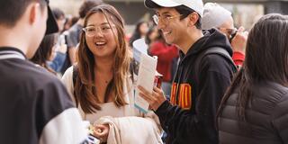 Students laughing on campus