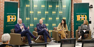 panel speakers at school of management centennial event