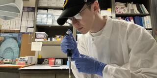 Student in lab