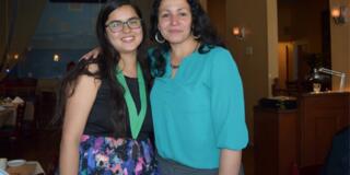 Professor Christina Garcia Lopez (right) celebrating the 2017 Chican@-Latin@ Studies Paper Prize Winner, Sonia Hurtado Ureño ’17 (left)