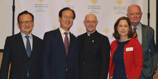 Melissa Dale with Consul Generals Oldfield, Park, and Uyama