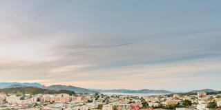 Golden Gate Bridge, Houses, and San Francisco Bay Bridge