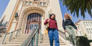 students on the lone mountain steps