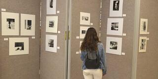A student views "Eyes on the City" exhibit featured in Local SF Gallery