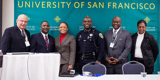 Professor Anthony Ribera, Chief of the Union City Police Department Darryl McAllister, and speakers for the panel Stewardship of a Black Chief: Balancing Expectations